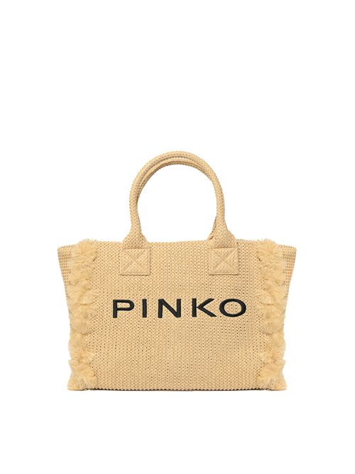 Borsa shopper media Beach in rafia con logo e nappine PINKO | 106673 A39YHZ3Q